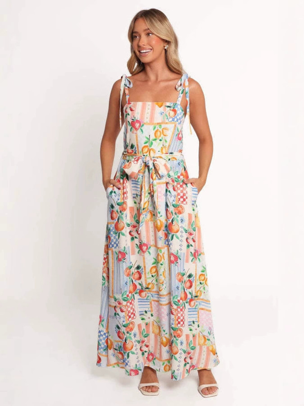 Zara Summer Fruit Print Strap Casual Dress